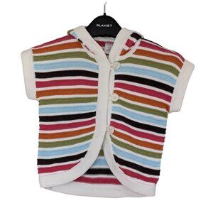 GYMBOREE Girl's Button-Up Short-Sleeve Sweater with Hoodie Age 5